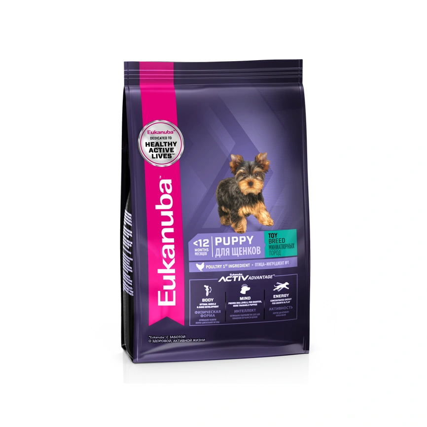 Сухой корм Eukanuba Puppy Mini Breed для щенков миниатюрных пород, с птицей, 500 г фото 1