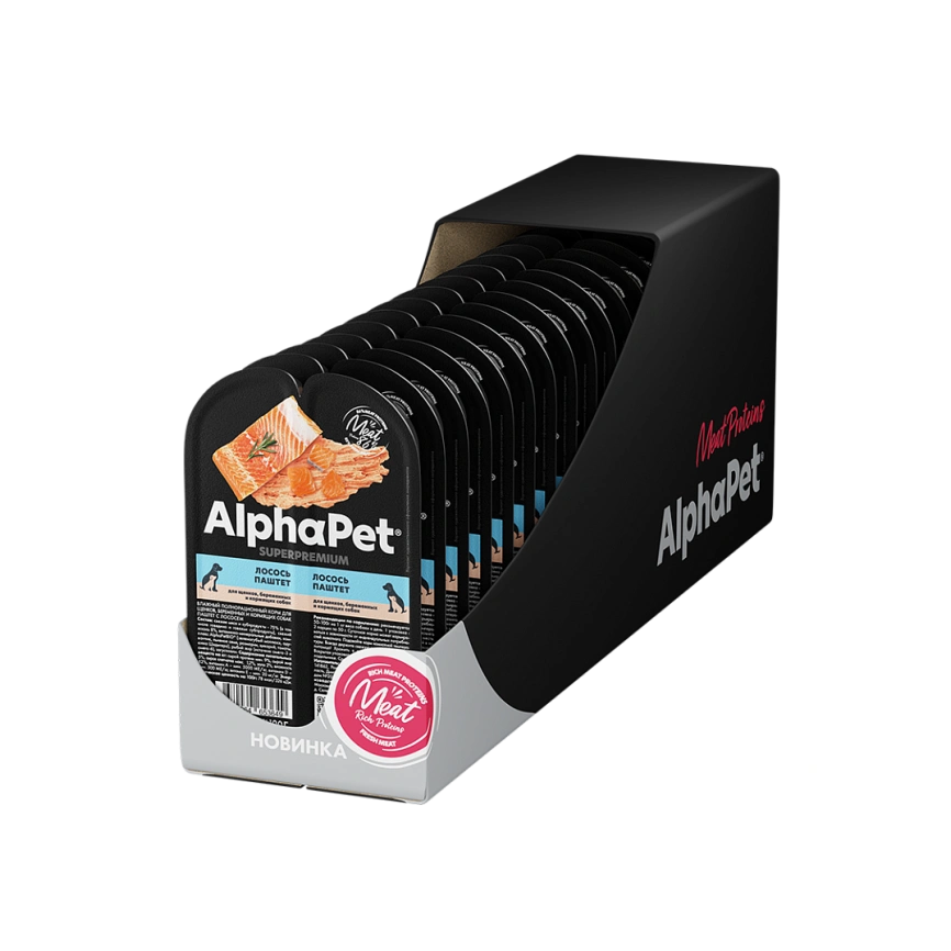 Влажный корм ALPHAPET Superpremium ламистер паштет Salmon для щенков, беременных и кормящих собак, с лососем, 100 г фото 4