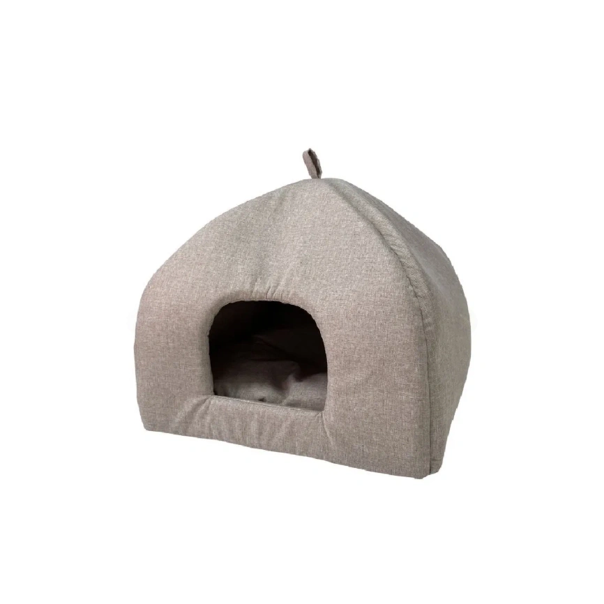 Лежак Homepet для домашних животных, Жаккард Melange №1 мягкий избушка светло-коричневый, 42 см х 42 см х 50 см фото 1