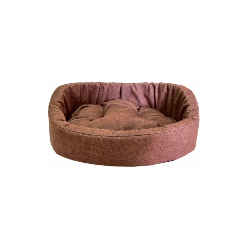 Лежак Homepet для домашних животных, Микровелюр Leather №1 мокка, 43 см х 38 см х 15 см фото 1
