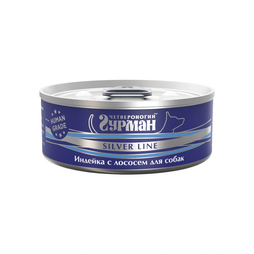 Влажный корм Четвероногий Гурман Silver Line Turkey & Salmon для собак, индейка с лососем в желе, 100 г фото 1