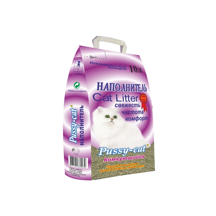 Наполнитель Pussy-Cat комкующийся для кошачьих туалетов, 10 л фото 1