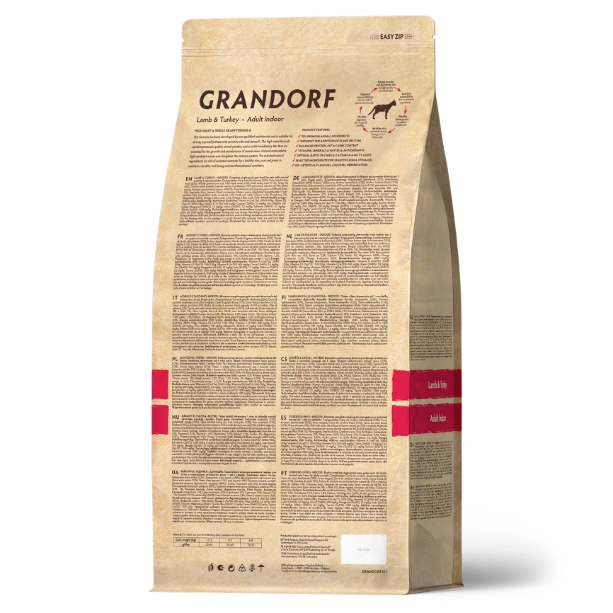 Сухой корм Grandorf Lamb & Turkey Indoor для домашних кошек, с ягнёнком и индейкой, 8 кг фото 2