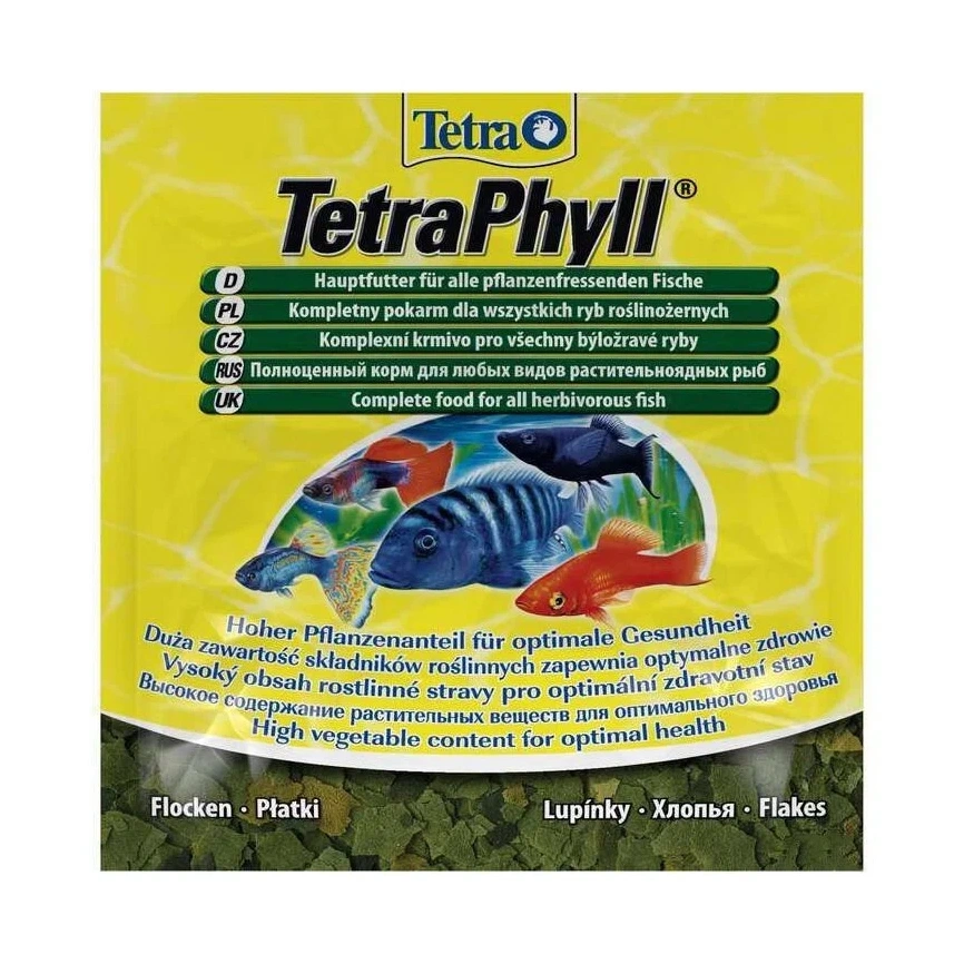 Корм для рыб Tetra Phyll для всех травоядных рыб в виде хлопьев, 12 г фото 1