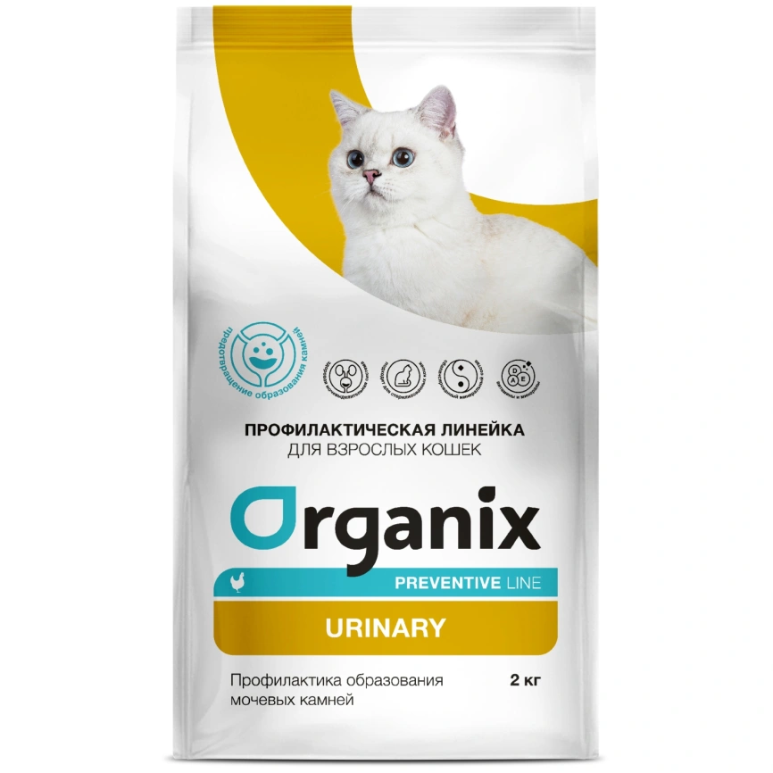 Сухой корм Organix Preventive Line Urinary для кошек профилактика образования мочевых камней, 2 кг фото 1