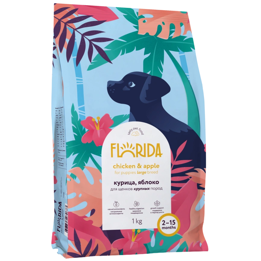 Сухой корм FLORIDA Maxi Junior Chicken & Apple для щенков крупных пород, с курицей и яблоком, 1 кг фото 2