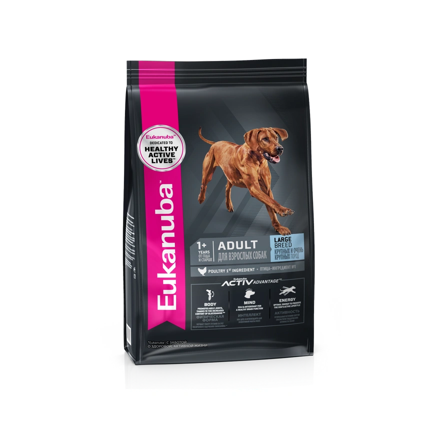 Сухой корм Eukanuba Adult Large Breed для взрослых собак крупных пород, с птицей, 15 кг фото 1