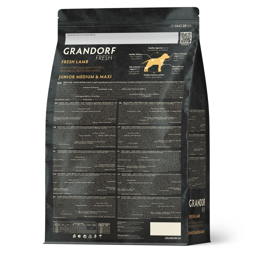 Сухой корм Grandorf Fresh Dog Lamb & Sweet Potato для юниоров средних и крупных пород беременных и кормящих собак беззерновой ягненок, с бататом, 10 кг фото 2