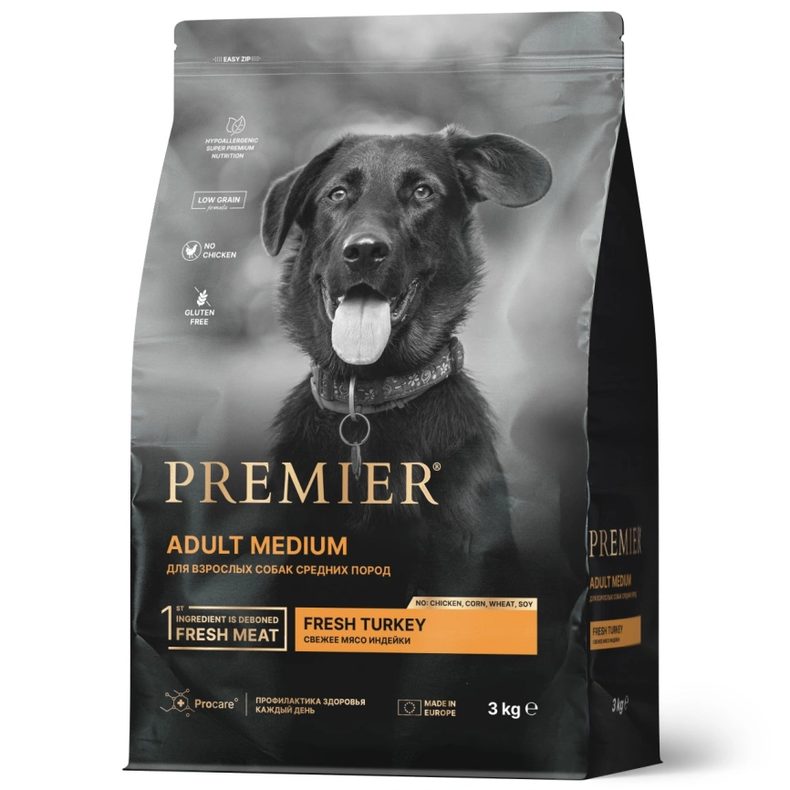 Сухой корм Premier Dog Turkey Adult Medium для собак средних пород, с индейкой, 3 кг фото 1