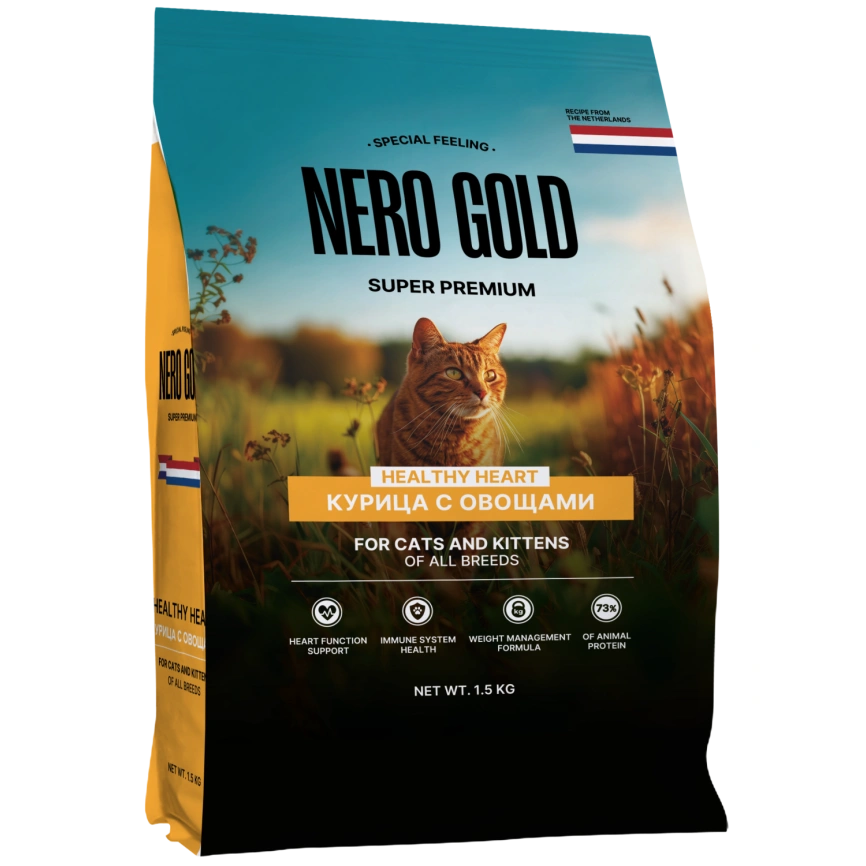 Сухой корм NERO GOLD Chicken & Vegetables для кошек и котят, с мясом курицы и овощами, 1,5 кг фото 1