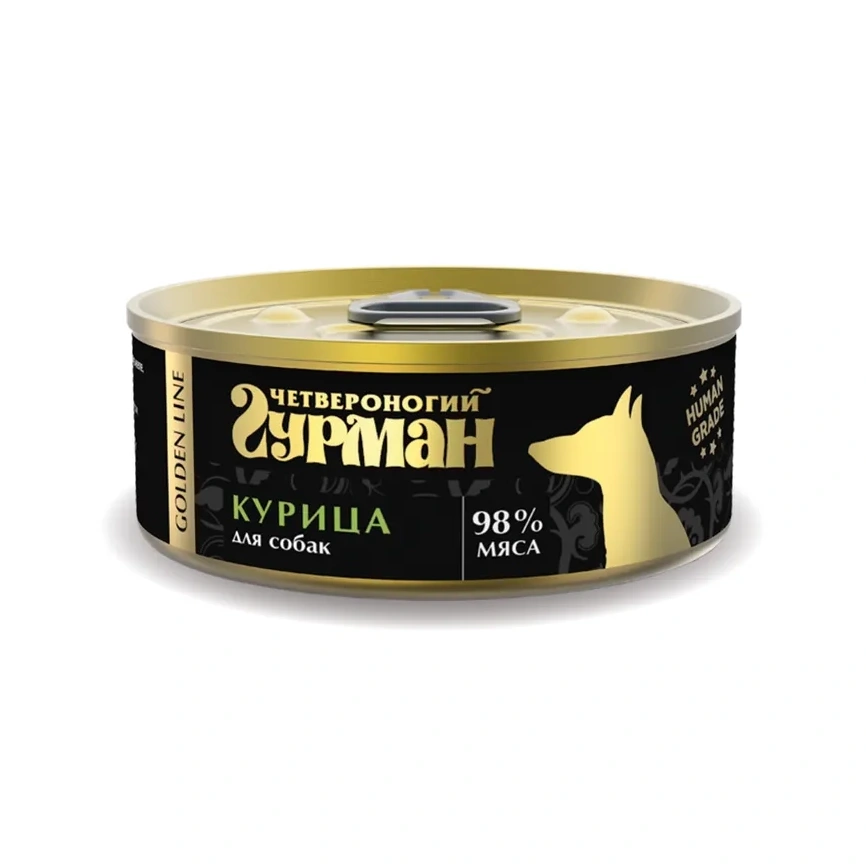 Влажный корм Четвероногий Гурман Golden line Chicken для собак, курица натуральная в желе, 100 г фото 1