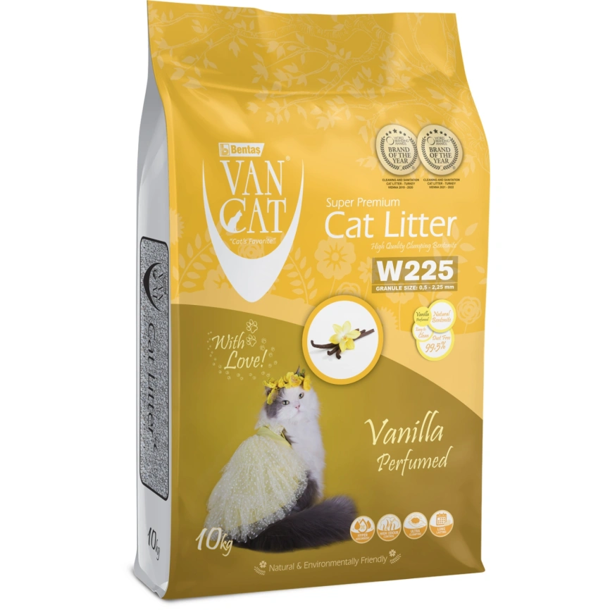 Наполнитель Van Cat для кошачьего туалета, комкующийся без пыли с ароматом ванили, 12 л фото 1