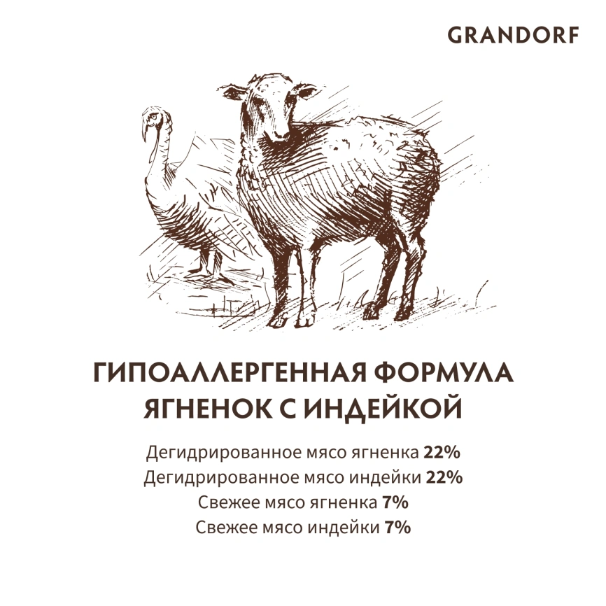 Сухой корм Grandorf Lamb & Turkey Med& Maxi для взрослых собак средних и крупных пород, с ягненком и индейкой, 3 кг фото 6