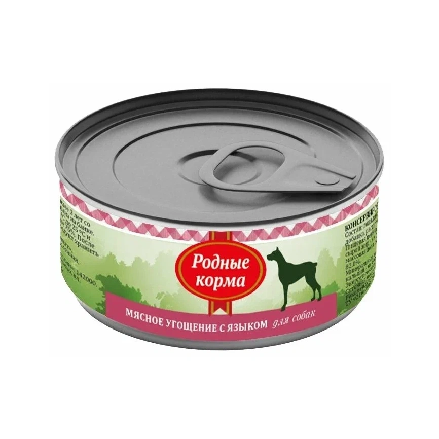 Влажный корм Родные корма мясное угощение с языком для собак, 100 г фото 1