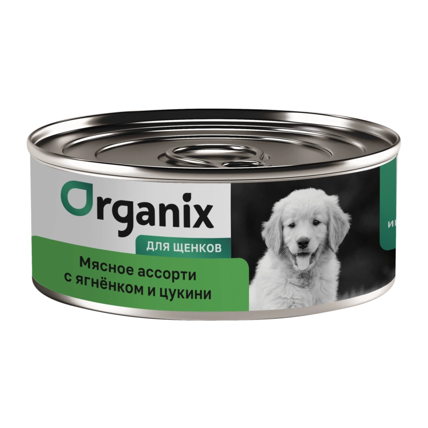 Влажный корм Organix Preventive Line Meat Assortment & Lamb для щенков Мясное ассорти, с ягнёнком и цукини, 100 г фото 1