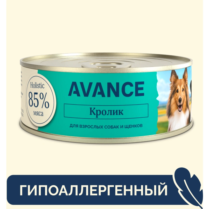 Влажный корм AVANCE holistiс Rabbit для щенков и собак, с кроликом, 100 г фото 1