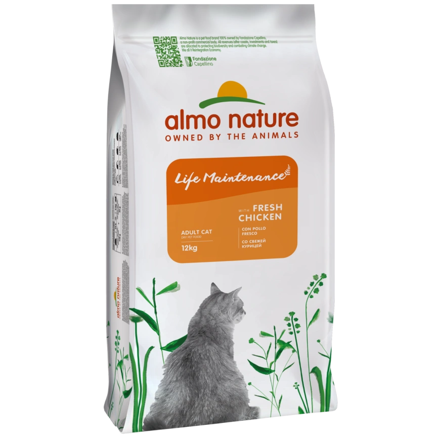Сухой корм Almo Nature Chicken & Rice для взрослых кошек со свежей курицей и коричневым рисом, 12 кг фото 1