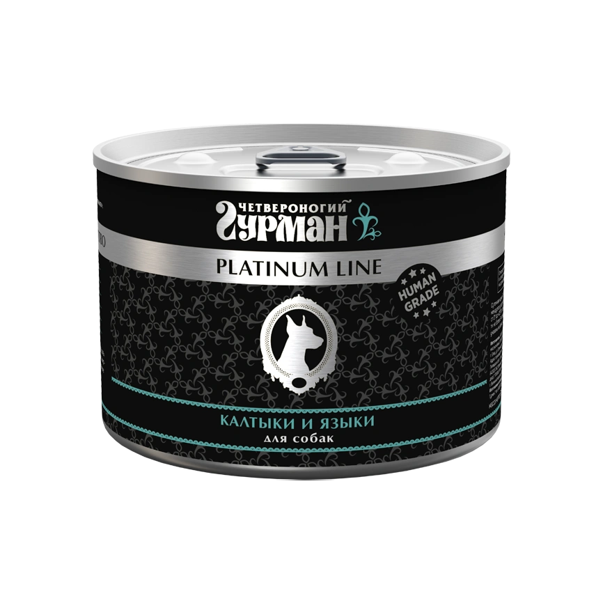Влажный корм Четвероногий Гурман Platinum line для собак, калтыки и языки в желе, 525 г фото 1