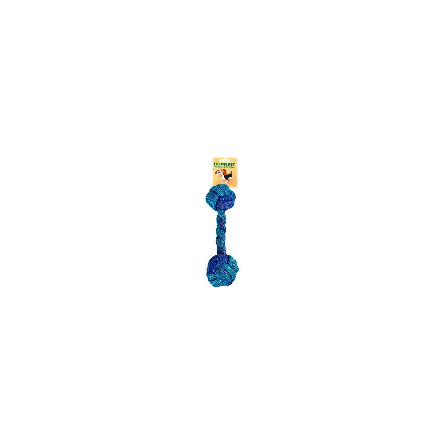 Игрушка Homepet Seaside для собак, гантель из каната сине-голубая, 6 см х 25 см фото 1