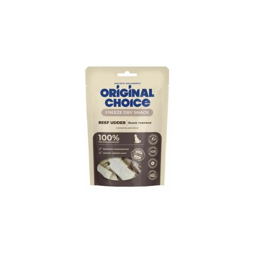 Лакомство ORIGINAL CHOICE для собак, вымя говяжье, 60 г фото 1