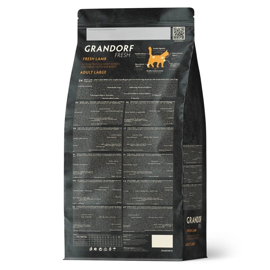 Сухой корм Grandorf Cat Lamb & Sweet Potato для взрослых кошек крупных пород, чувствительное пищеварение или склонность к аллергии ягненок, с бататом, 2 кг фото 2