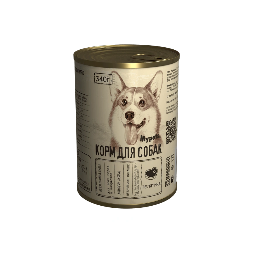 Влажный корм MYPETS Veal для собак, с телятиной, 340 г фото 1