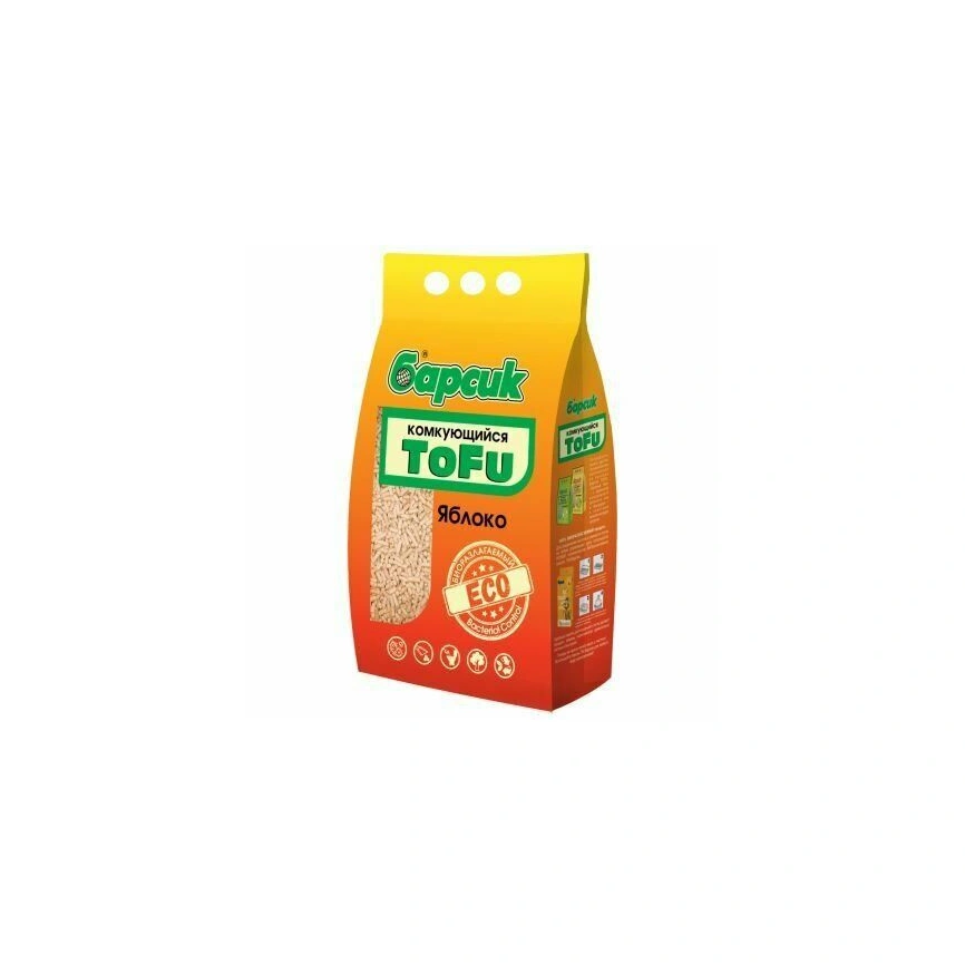 Наполнитель Барсик для кошачьих туалетов, комкующийся Tofu Яблоко, 4,54 л фото 1