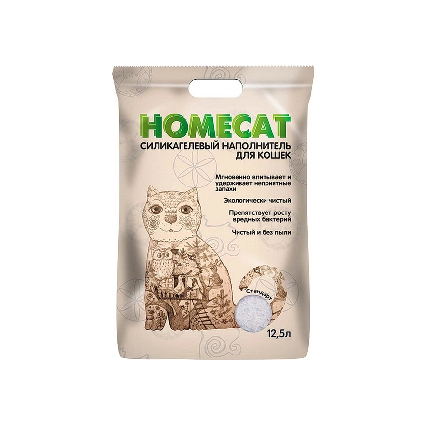 Наполнитель Homecat для кошачьих туалетов, Стандарт силикагелевый без запаха, 12,5 л фото 1