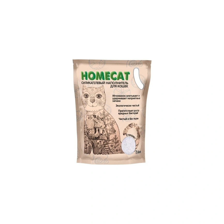 Наполнитель Homecat для кошачьих туалетов, Стандарт силикагелевый без запаха, 7,6 л фото 1