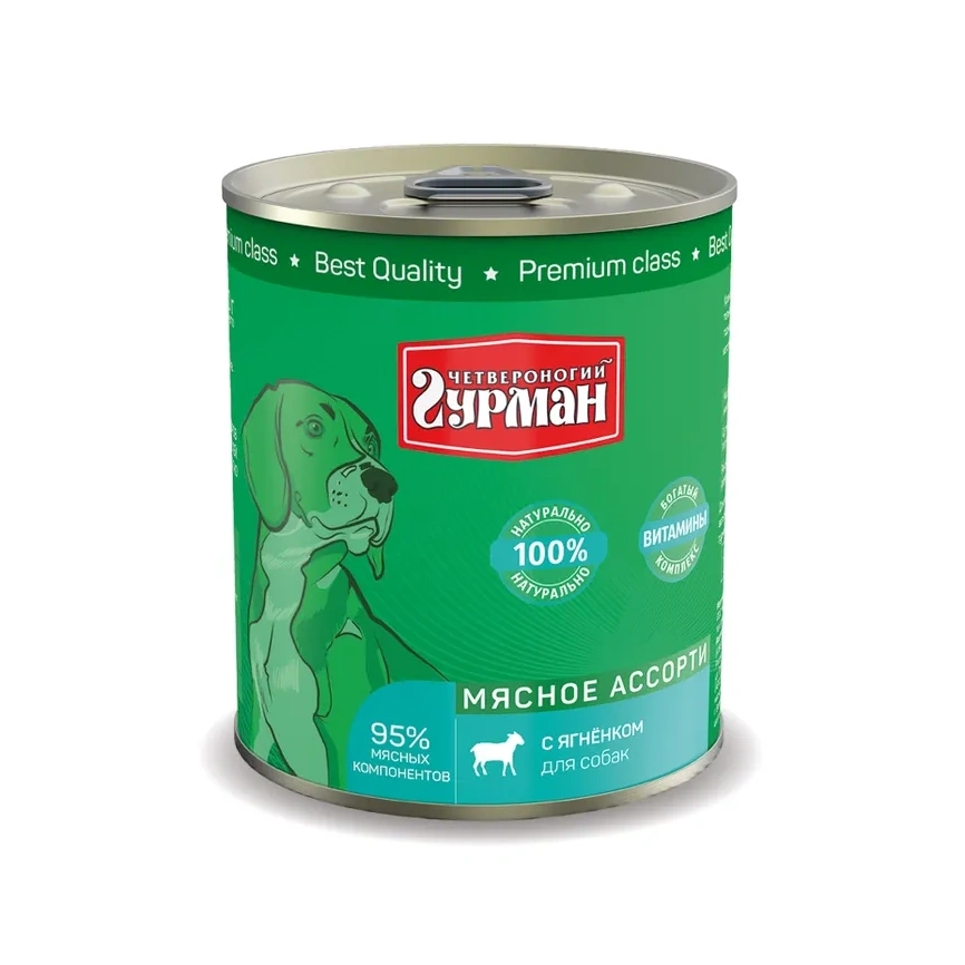Влажный корм Четвероногий Гурман Lamb & Meat Assortment для собак, с ягненком и мясным ассорти, 340 г фото 1