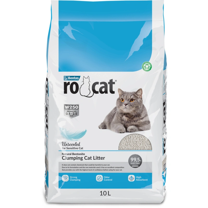 Наполнитель Ro Cat для кошачьего туалета, комкующийся без пыли натуральный, 10 л фото 1
