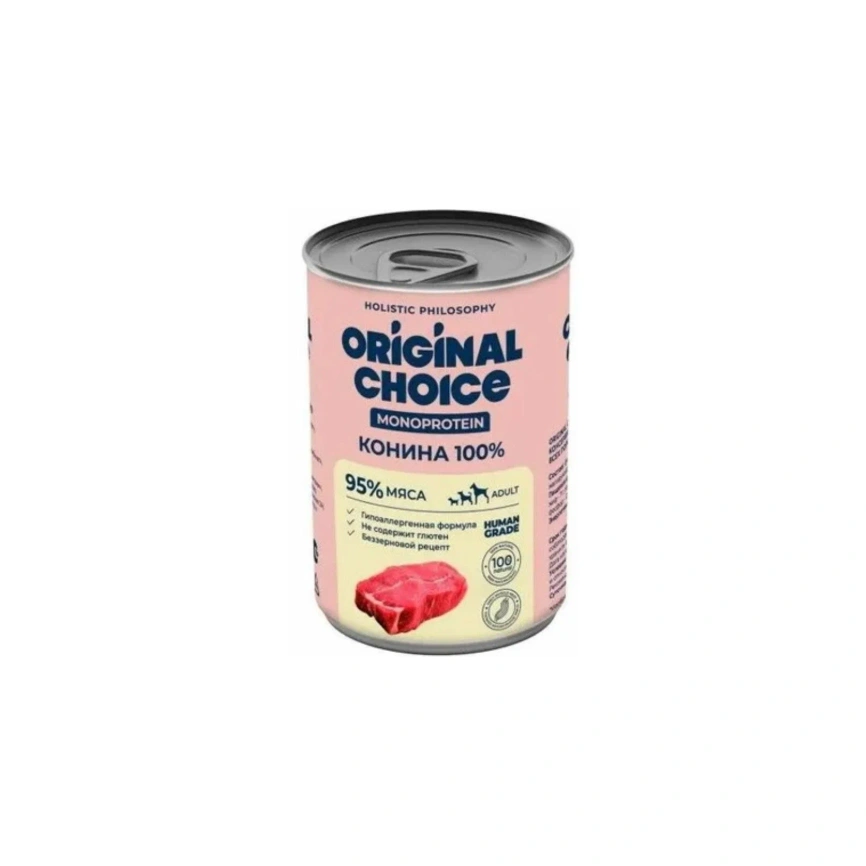 Влажный корм ORIGINAL CHOICE Monoprotein Adult Horse Meat для собак всех пород, с кониной, 340 г фото 1