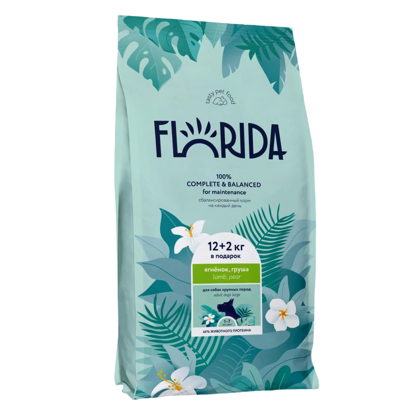 Сухой корм FLORIDA Maxi Adult Lamb & Pear для взрослых собак крупных пород, с ягненком и грушей, 14 кг фото 1