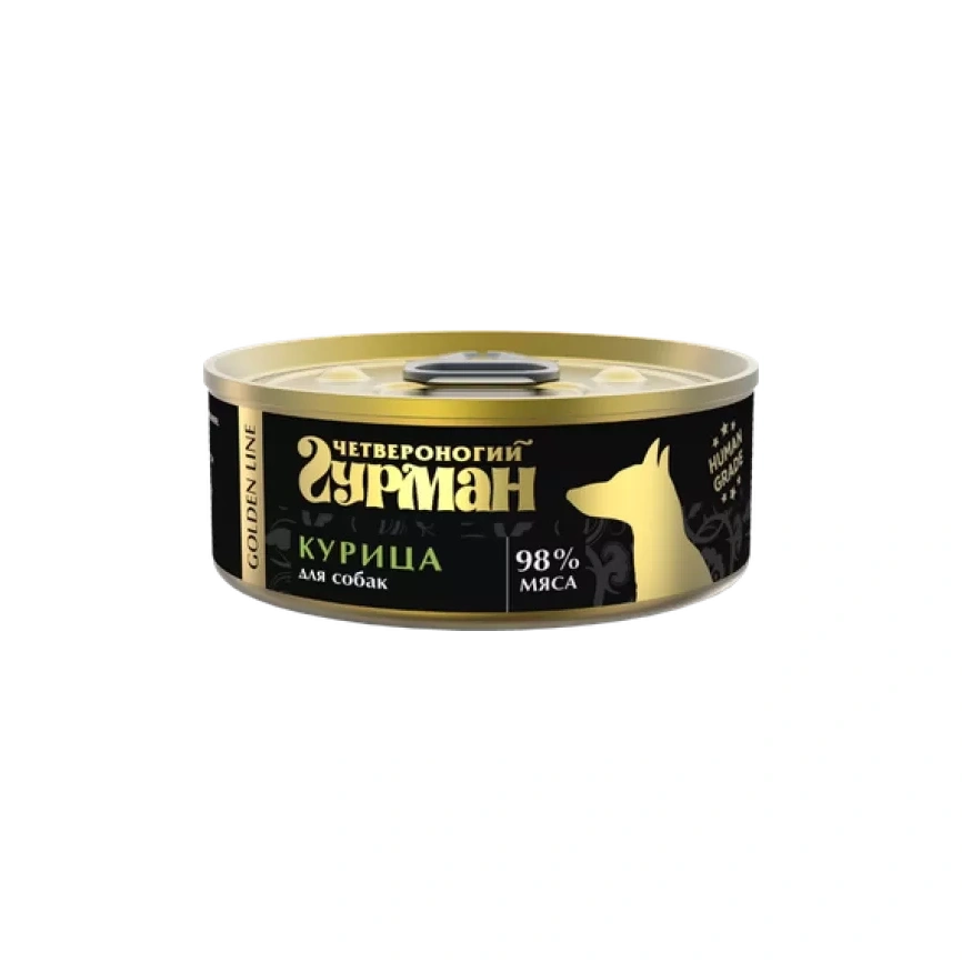 Влажный корм Четвероногий Гурман Золотая линия Chicken для собак, курица натуральная в желе, 100 г фото 1
