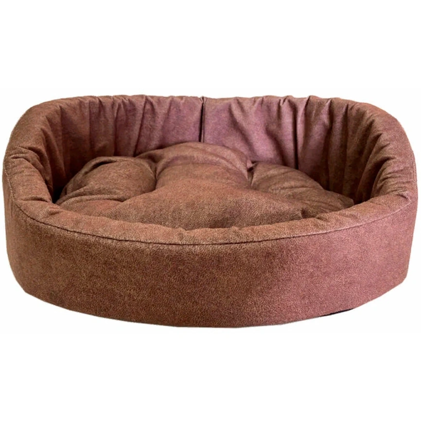 Лежак Homepet для домашних животных, Микровелюр Leather №2 мокка, 49 см х 43 см х 17 см фото 1