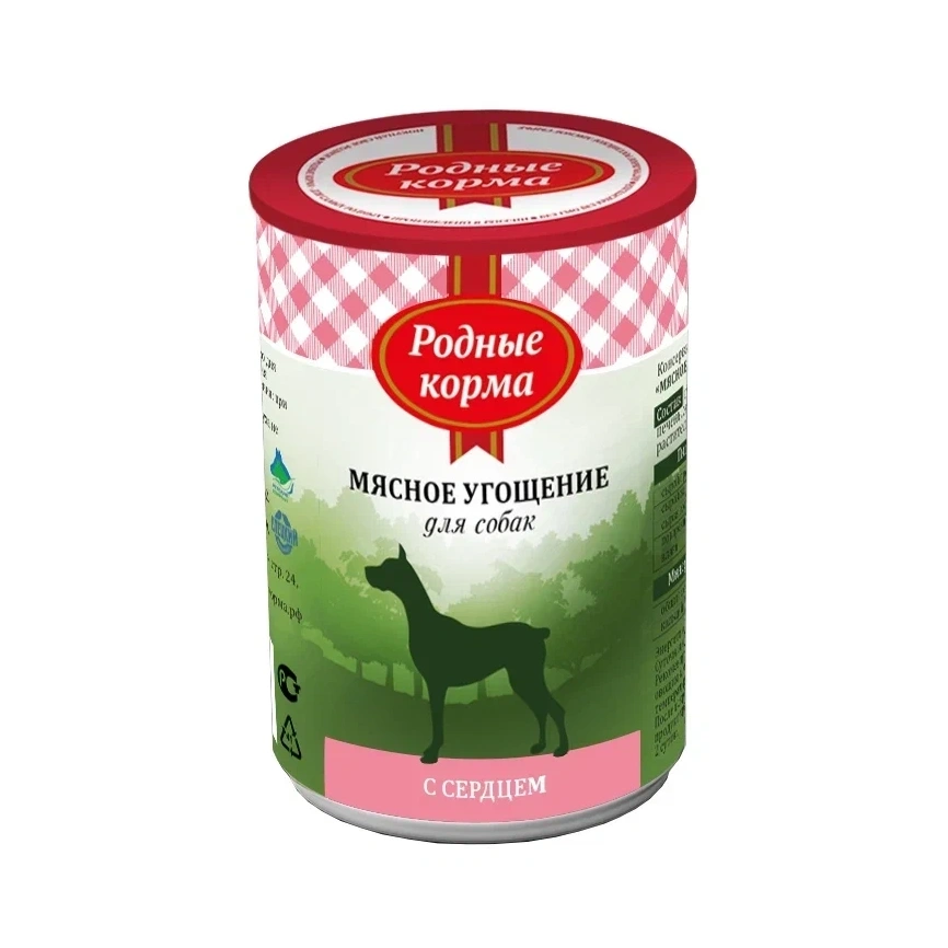 Влажный корм Родные корма Heart мясное угощение для собак, с сердцем, 340 г фото 1