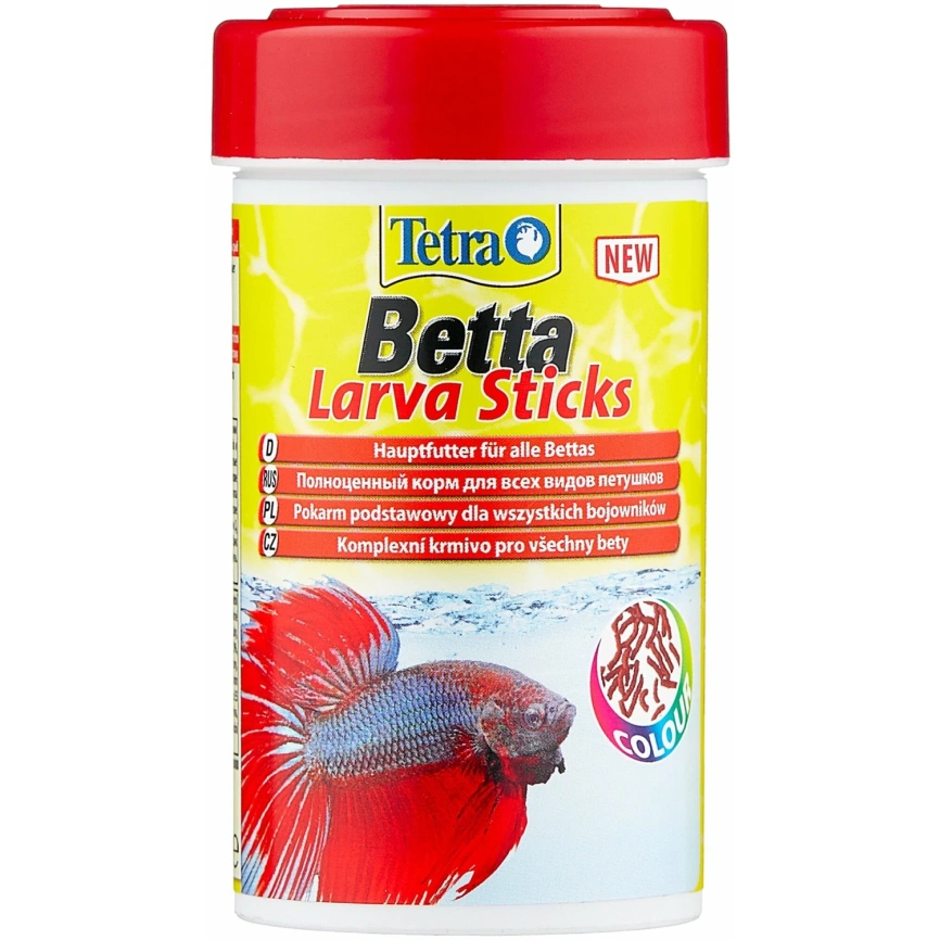 Корм для рыб Tetra Betta Larva Sticks для петушков и других лабиринтовых рыб в форме мотыля, 100 мл фото 1