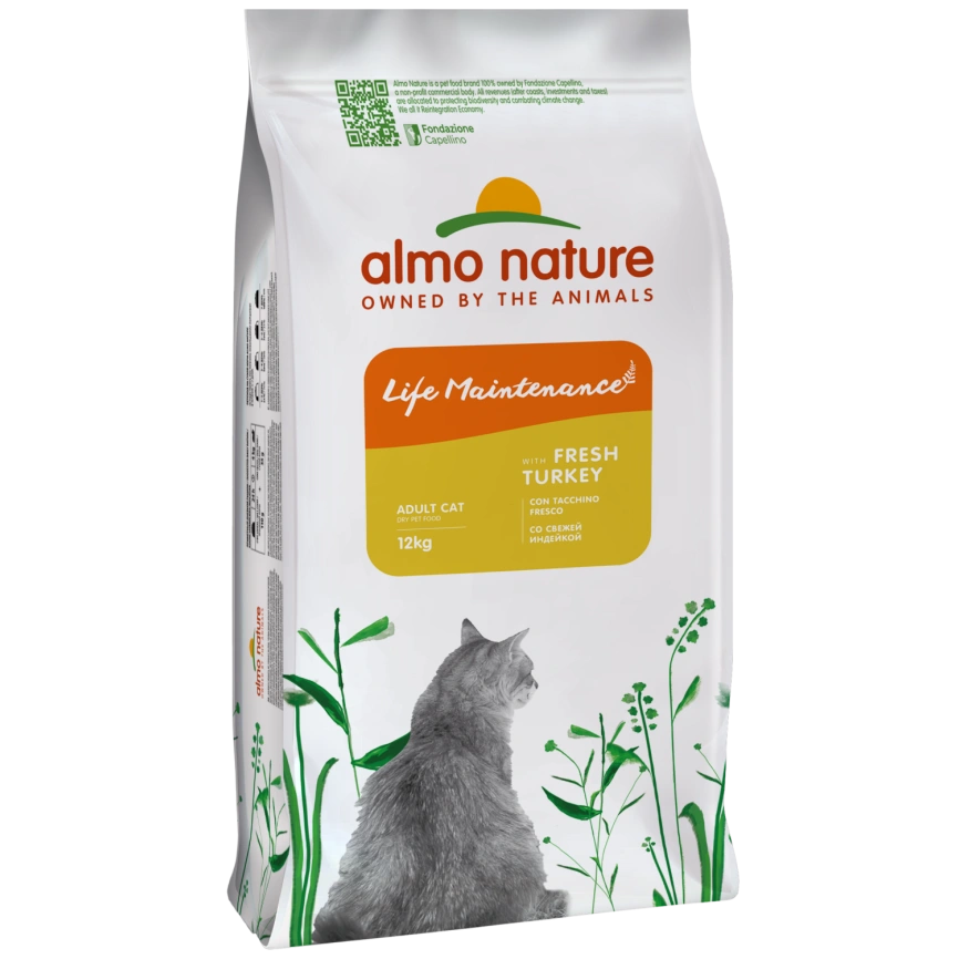 Сухой корм Almo Nature Turkey & Rice для взрослых кошек со свежей индейкой и коричневым рисом, 12 кг фото 1