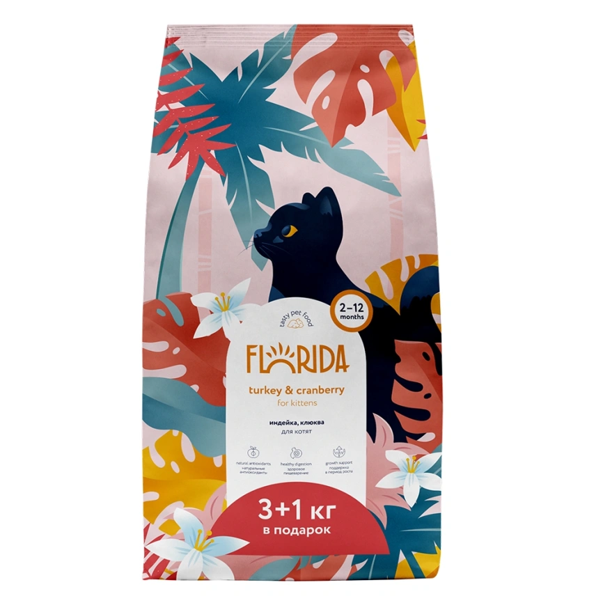 Сухой корм FLORIDA Kitten Delicate Turkey & Cranberry для котят, с индейкой и клюквой, 4 кг фото 1