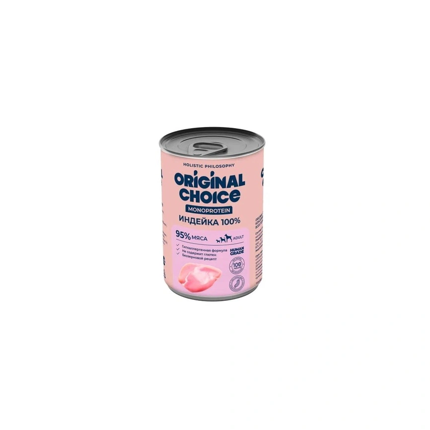 Влажный корм ORIGINAL CHOICE Monoprotein Adult Turkey для собак всех пород, с индейкой, 340 г фото 1
