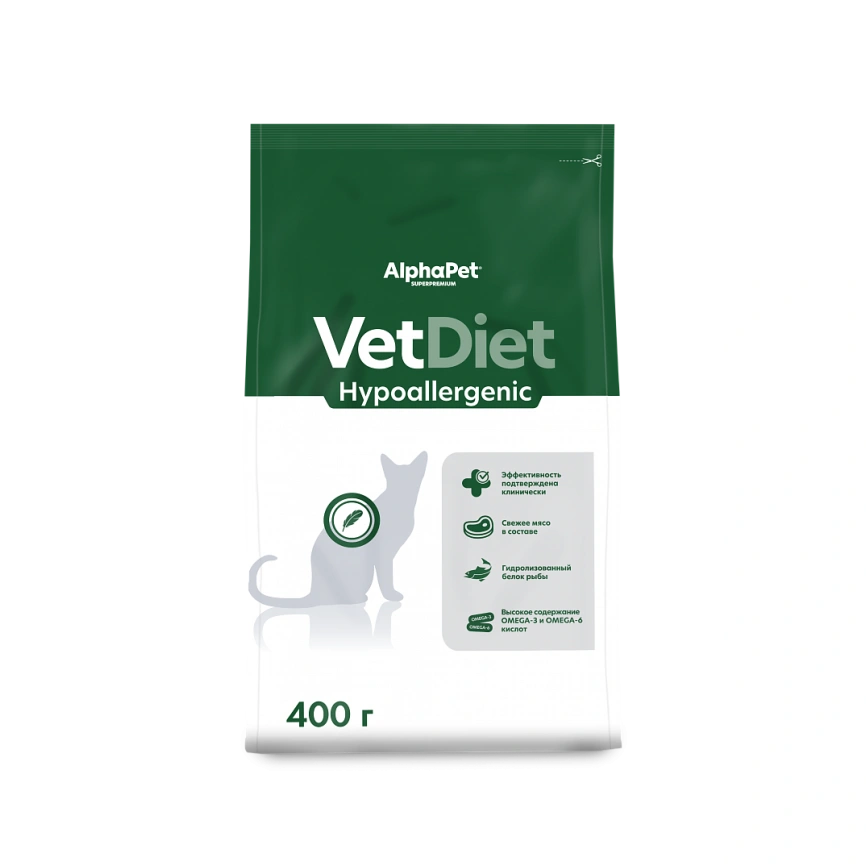 Сухой корм ALPHAPET Veterinary Diet Hypoallergenic Adult Cat, 400 г фото 1