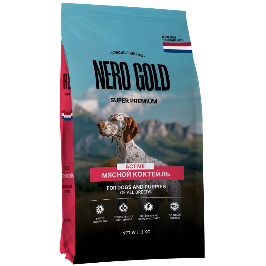 Сухой корм NERO GOLD для собак и щенков "Мясной коктейль", 3 кг фото 1