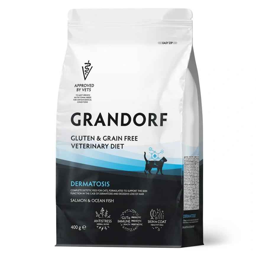 Сухой корм Grandorf Veterinary Dermatosis для взрослых кошек при дерматозах, 400 г фото 1
