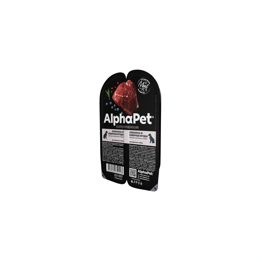 Влажный корм ALPHAPET Superpremium ламистер Venison & Northern Berries для взрослых собак, с олениной и северными ягодами, 100 г фото 2