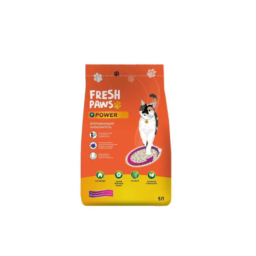 Наполнитель Fresh Paws Power для кошачьих туалетов, впитывающий минеральный, 5 л фото 1