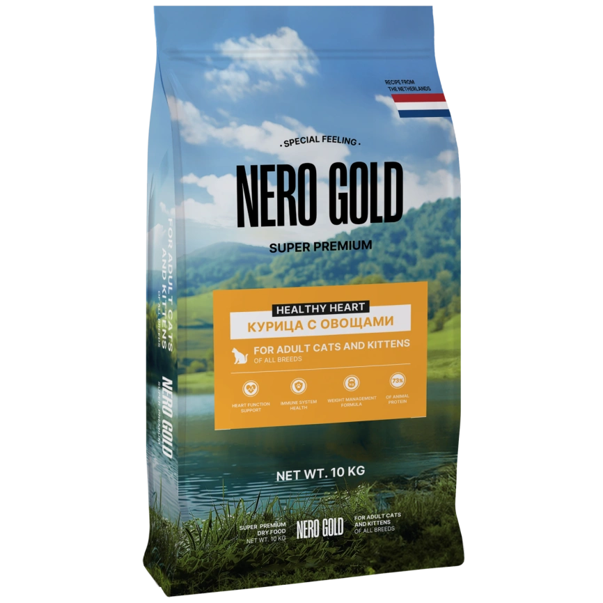 Сухой корм NERO GOLD Chicken & Vegetables для кошек и котят, с мясом курицы и овощами, 10 кг фото 1