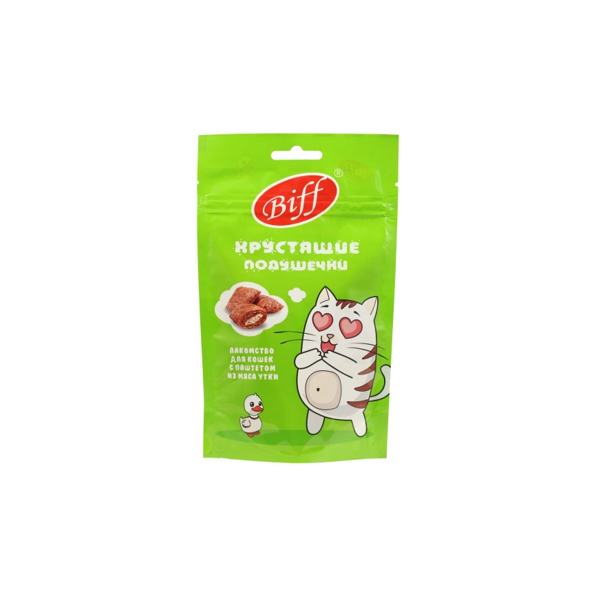 Влажный корм Biff хрустящие подушечки Duck для кошек, с паштетом из утки, 60 г фото 1