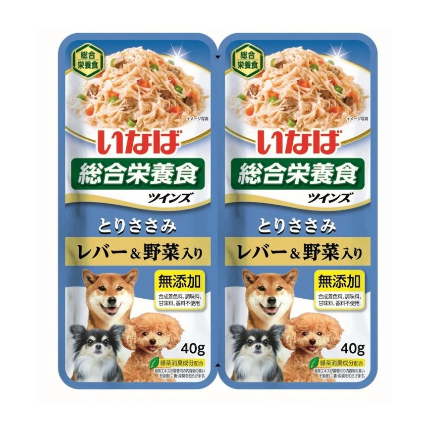 Влажный корм Inaba Twins Liver & Vegetables для собак, с овощами и печенью в желе, 40 г фото 1