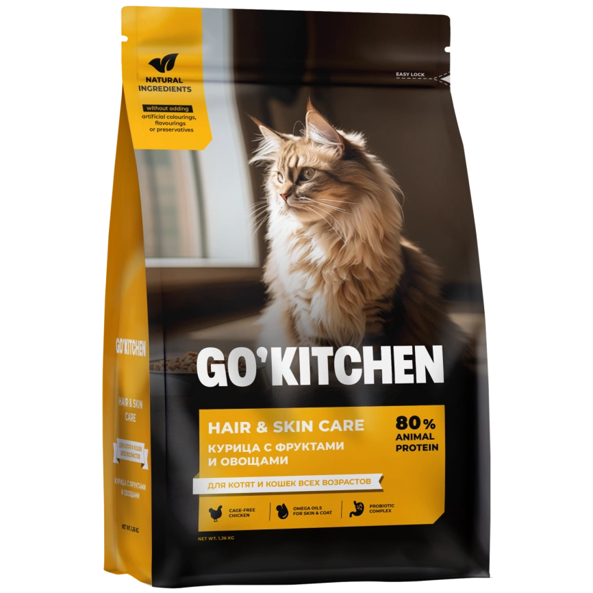 Сухой корм Go'Kitchen Chicken для котят и кошек всех возрастов, с курицей, 1,36 кг фото 1