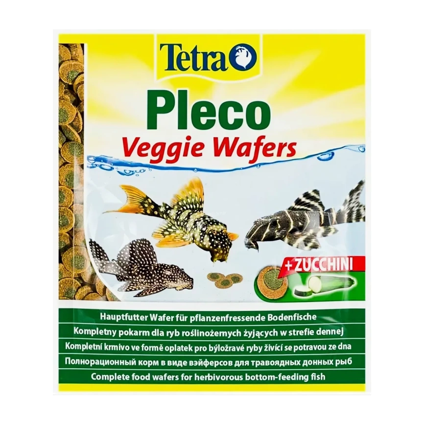Корм для рыб Tetra Pleco Veggie Waffers корм-пластинки для донных рыб с добавлением цукини, 15 г фото 1